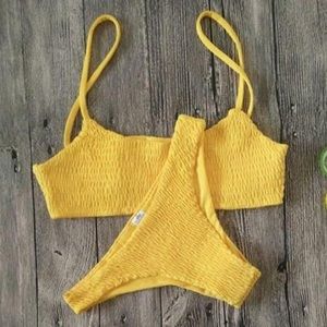 Faithful the brand marigold ruched bikini set
